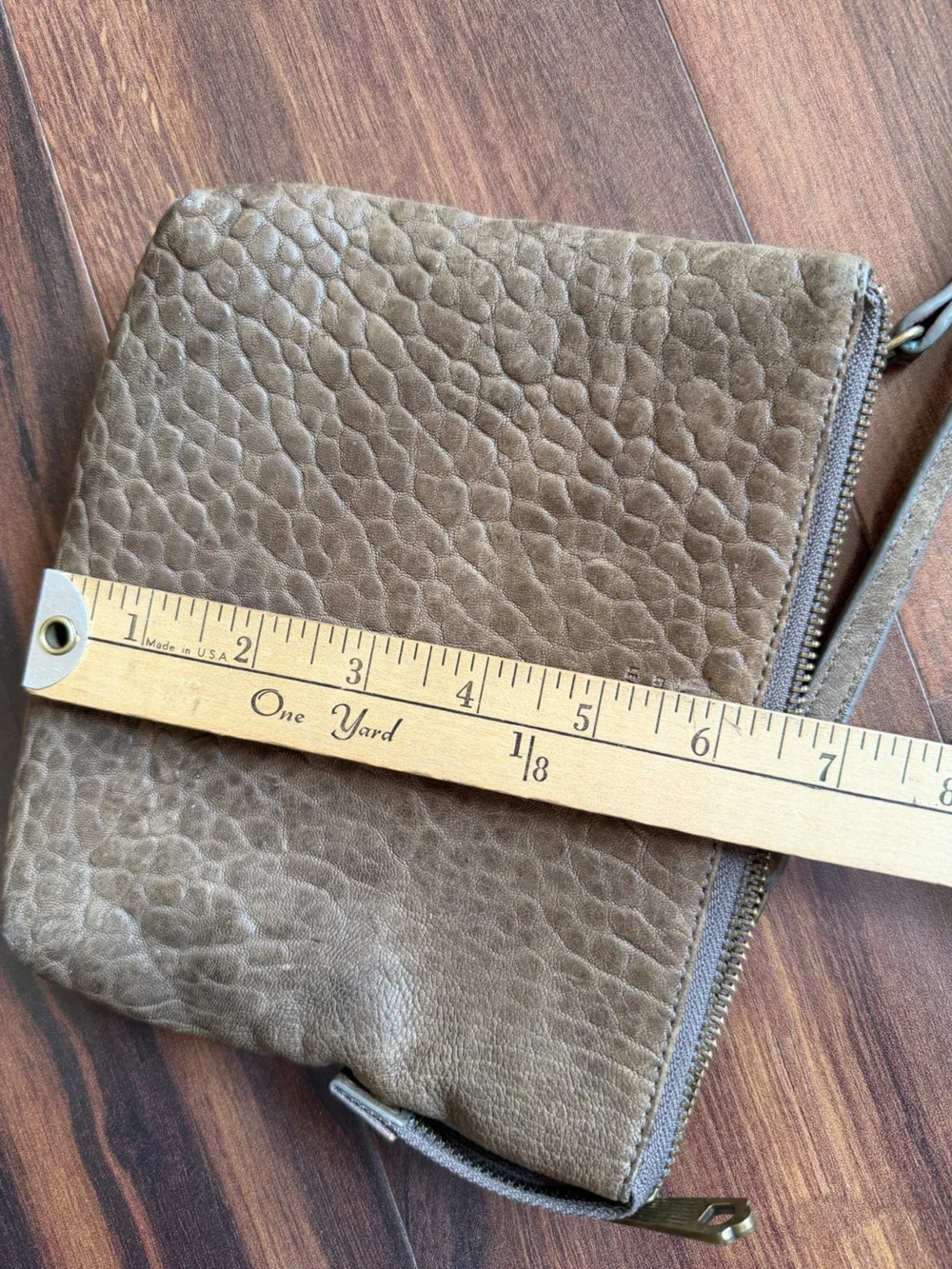 Will Leather Goods Mini Crossbody Pebble Leather Elephant Taupe Purse
